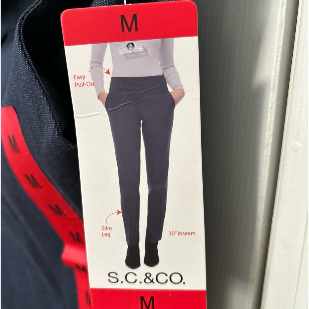 S.C. & CO. Women's Tummy Control Pull On Stretch Pants Dress PANTS NAVY size M